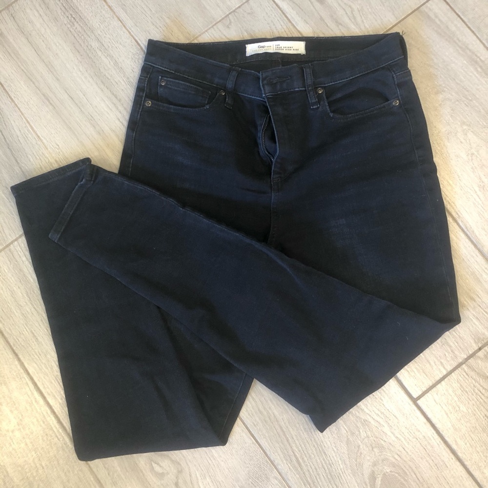 Gap super high rise true skinny dark jeans